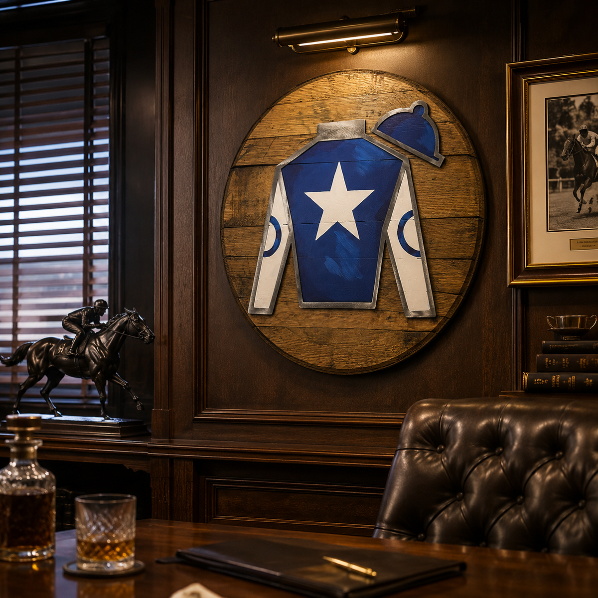 Personalized Silks Barrel Head Horse Racing Wall Decor
