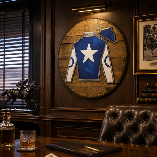 Personalized Silks Barrel Head Horse Racing Wall Decor