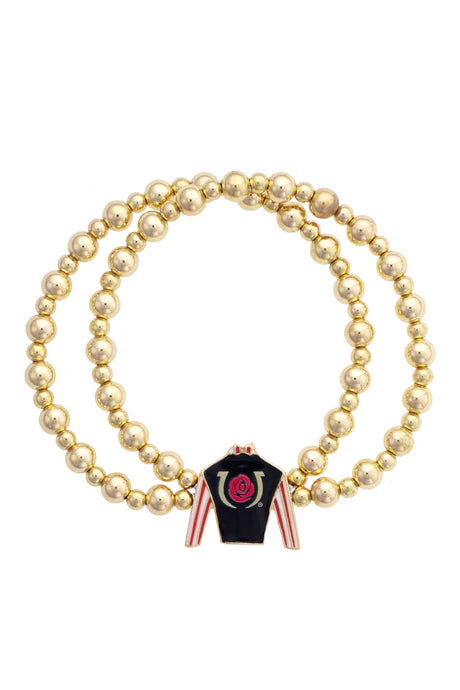 Kentucky Derby Jockey Silk 2 Row Ball Bead Bracelet
