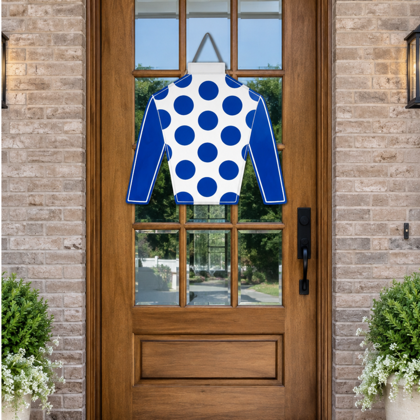 Blue Jockey Silk Wooden Door Hanger