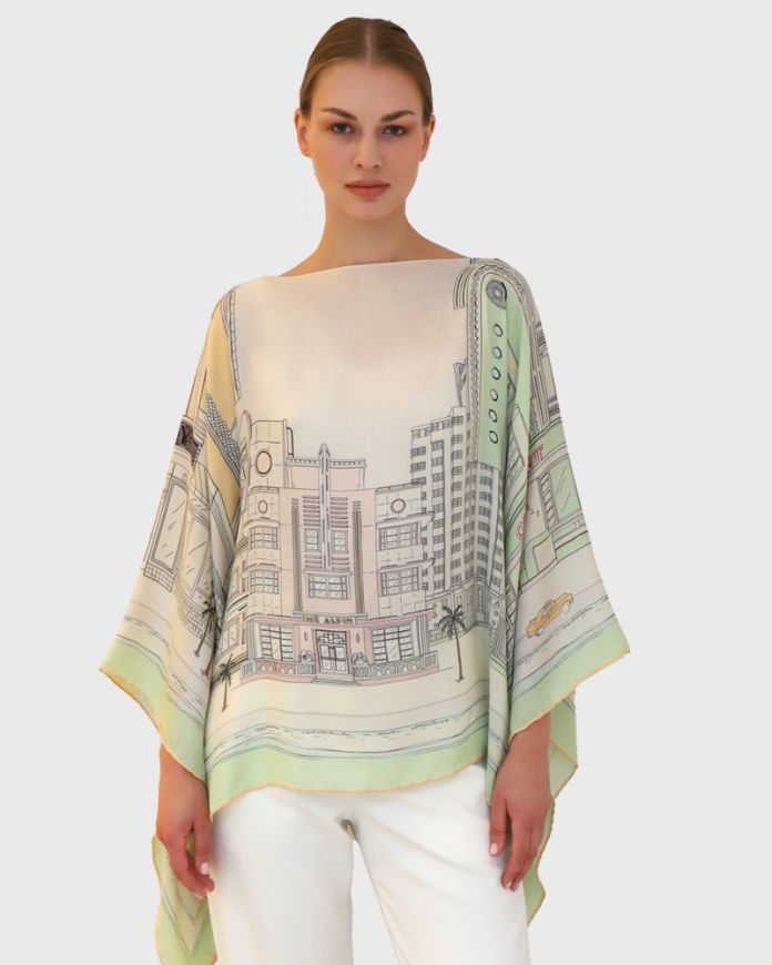 Rani Arabella South Beach Cashmere Printed Poncho