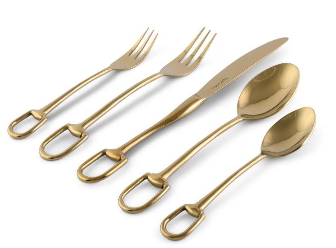 Vagabond House Stirrup 5 Piece Gold Flatware Set