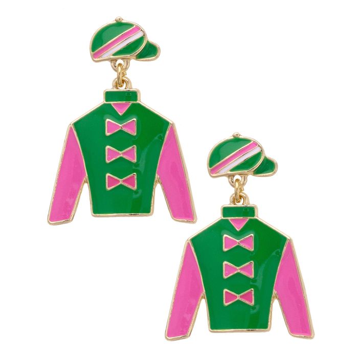 Wild Again Pegasus Jockey Silk Drop Earrings