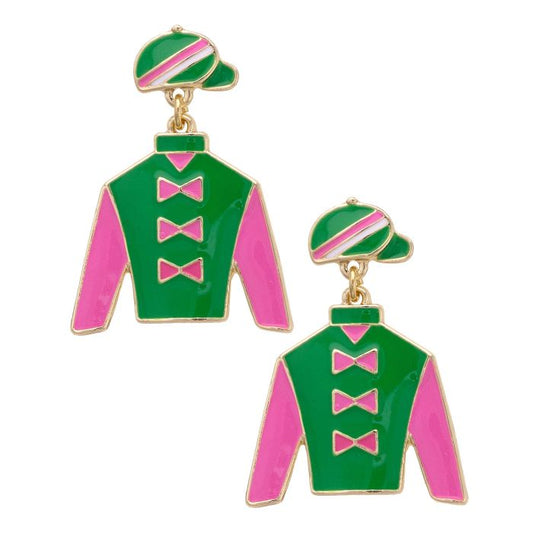 Wild Again Pegasus Jockey Silk Drop Earrings