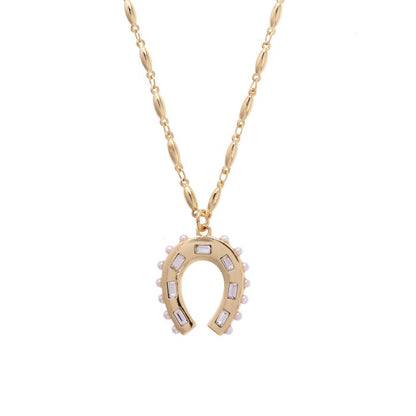 Wild Again Rhinestone Cowgirl Horseshoe Necklace