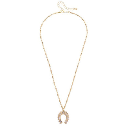 Wild Again Rhinestone Cowgirl Horseshoe Necklace