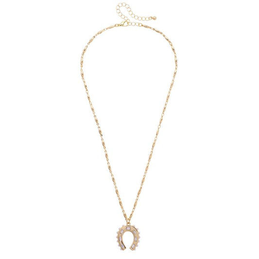 Wild Again Rhinestone Cowgirl Horseshoe Necklace