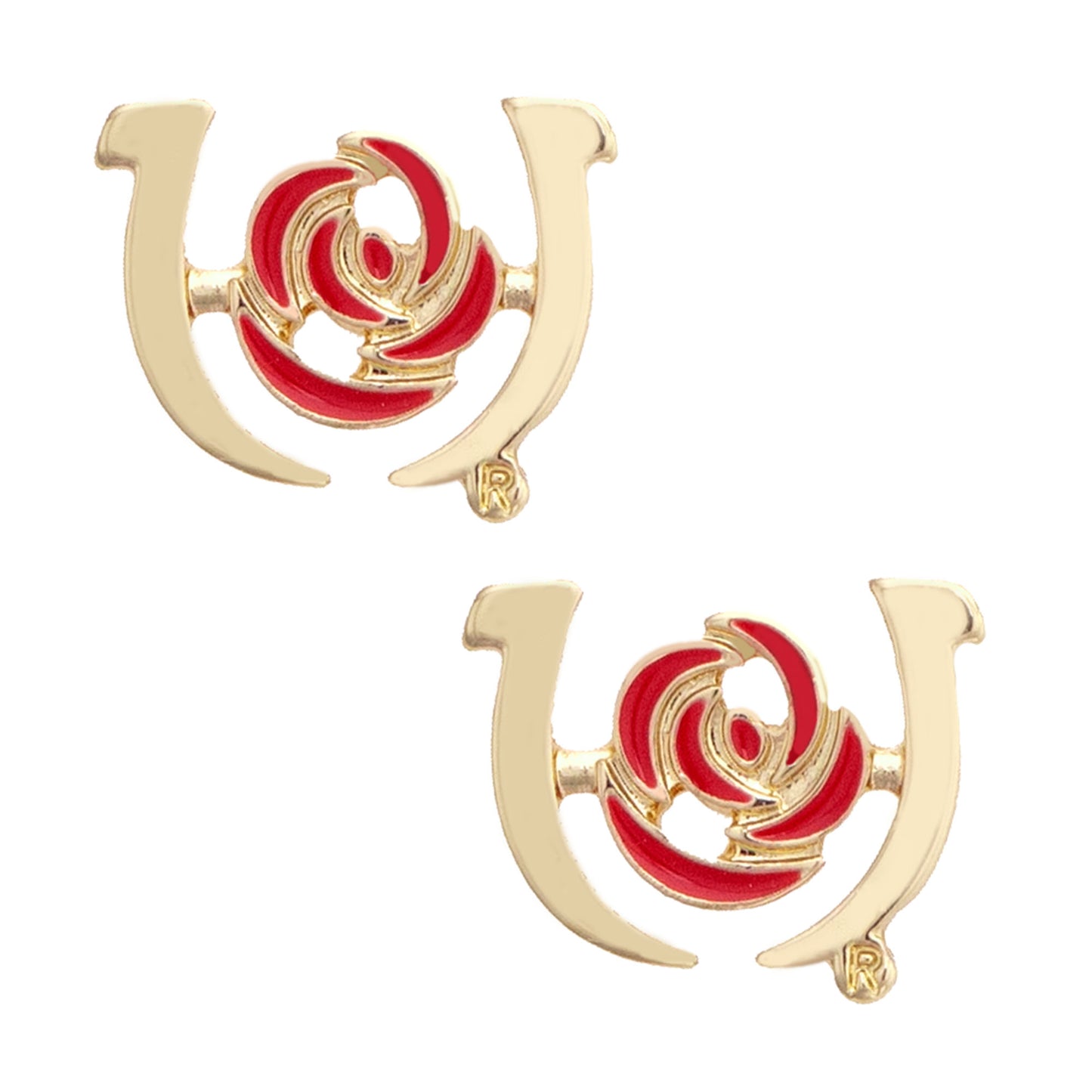 Kentucky Derby Outline Stud Earrings in Shiny Gold