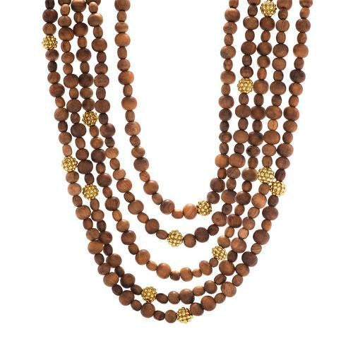 Capucine de Wulf - Berry Beads 5-Strand Necklace, 18"+2'' - Teak