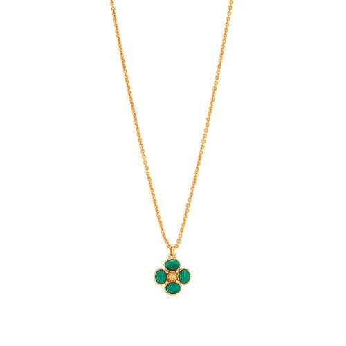 Capucine de Wulf - Berry Clover Double Sided Charm Necklace, 16"+2" - Malachite