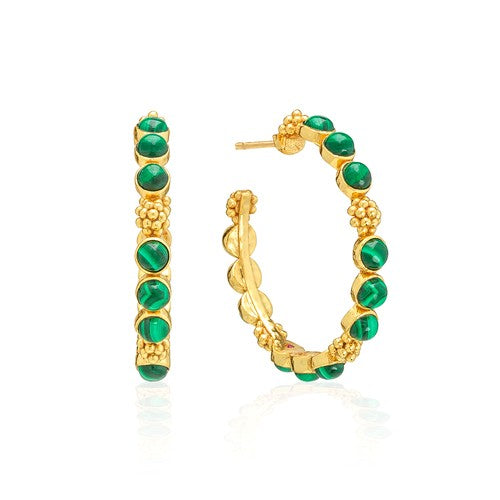 Capucine de Wulf - Berry Gem Medium Hoop Earrings - Malachite