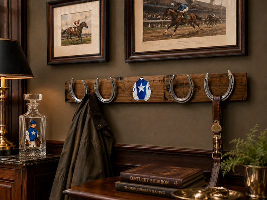 Personalized Silks Barrell Stave Horseshoe Coat Hanger