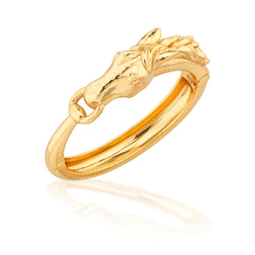 Capucine de Wulf- Equestrian Horsehead Hinged Bangle - Gold