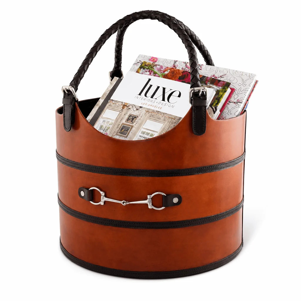 Premium Genuine Leather Equestrian Bit Magazine Basket