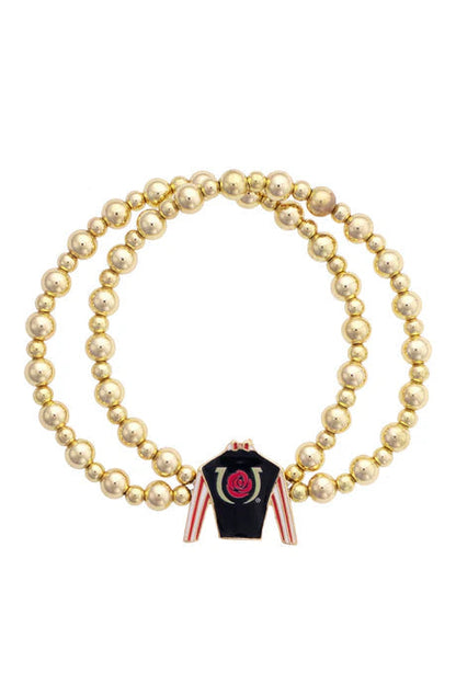 Kentucky Derby Jockey Silk 2 Row Ball Bead Bracelet