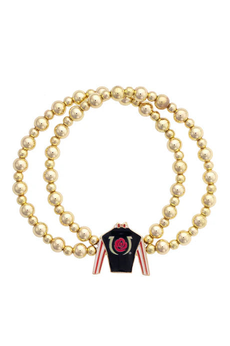 Kentucky Derby Jockey Silk 2 Row Ball Bead Bracelet