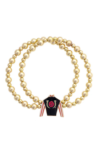 Kentucky Derby Jockey Silk 2 Row Ball Bead Bracelet