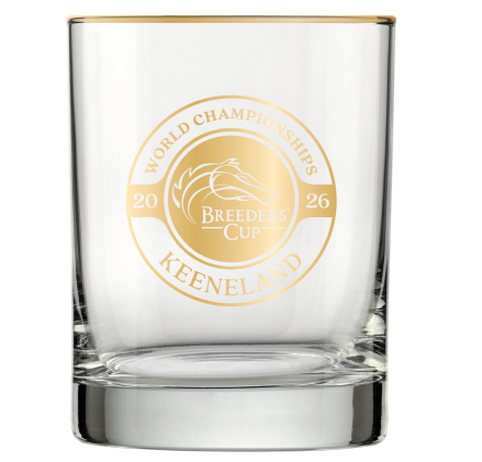 Breeders' Cup 2026 Event Logo Gold Rim Rocks Glass