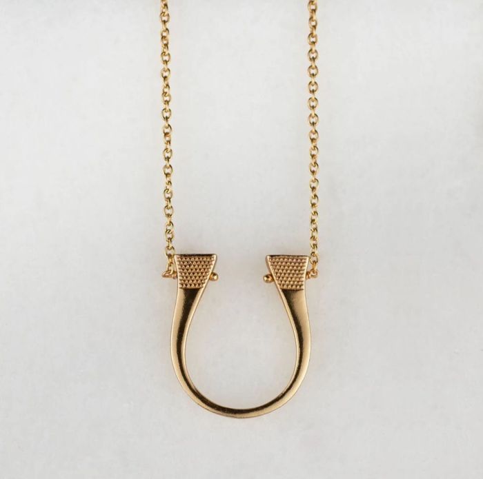 Urban Equestrian Stylized Horseshoe Nail Pendant Necklace