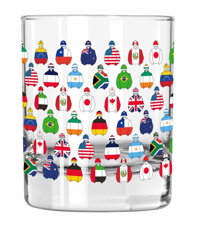 International Jockey Silks Rocks Glass