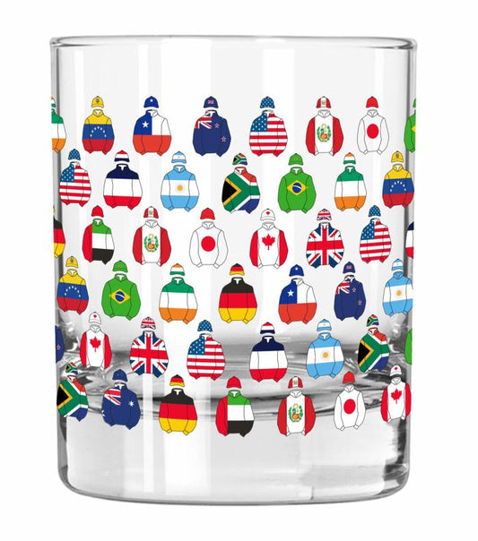 International Jockey Silks Rocks Glass